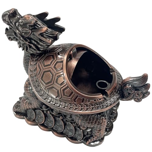 Briskfeel Feng Shui Dragon Turtle Multi Functional Metal Statue Wealth Prosperity Sculpture for Living Room Office Desk Feng Shui Art Best Housewarming Congratulatory GIF (D1 Bronze) - color: D1 Bronze