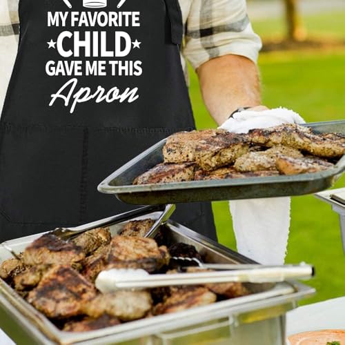 Rosoz Funny BBQ Black Chef Aprons for Men Adjustable Kitchen Cooking Aprons - color: My Favorite Child Gave Me