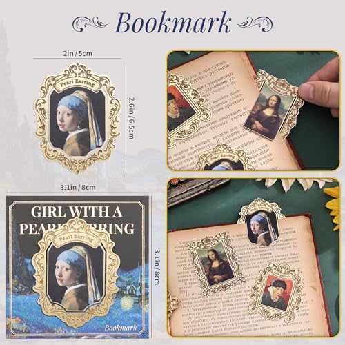 3 Pcs Vintage Metal Bookmark, Golden Clip Bookmarks, Famous Oil Painting Theme Book Mark Unique Gift for Book Lovers Readers Women Girls Teens Writers Bookworms Teachers Students - style: 3Pcs Portraiture