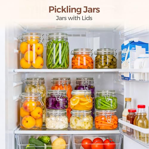 ComSaf Square Small 17 oz Glass Jars with Airtight Lids 6 Pack Wide Mouth - size: 17 fl oz x 6