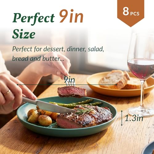 Homienly Deep Dinner Plates Set of 8 Alternative for Plastic Plates Microwave and Dishwasher Safe Wheat Straw Plates for Kitchen Unbreakable Kids Plate Set with 4 Colors (Classic Bright, 9 inch) - color: Classic Bright, size: 9 Inch