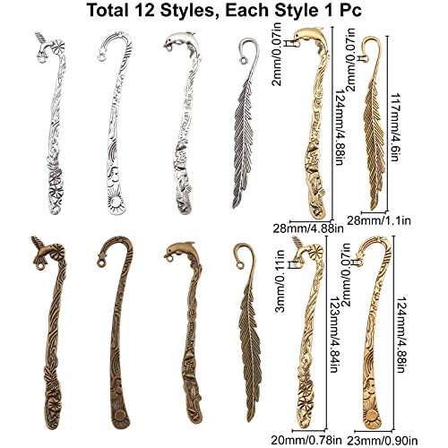 SUNNYCLUE 12Pcs 12 Styles Hook Bookmarks Findings Metal Bookmark Hairpin Stripe Hook Vintage Bookmark Clip for Crafting Jewelry Making Charms Findings Accessories, Mixed Color - color: 12pcs 12 Styles 3 Colors Hook Bookmarks