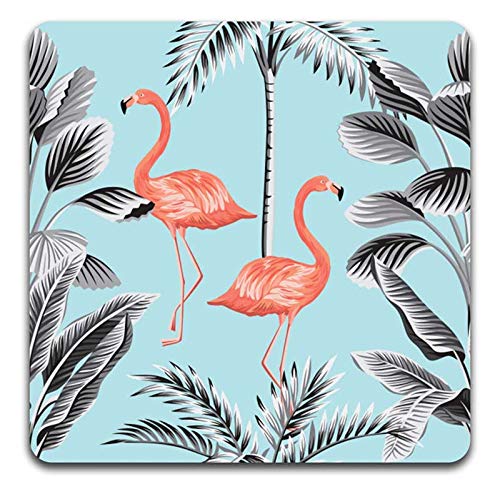 Tropical Flamingo Square Coaster Set - Made of Recycled Rubber - Set of 4 - color: Tropical Flamingo