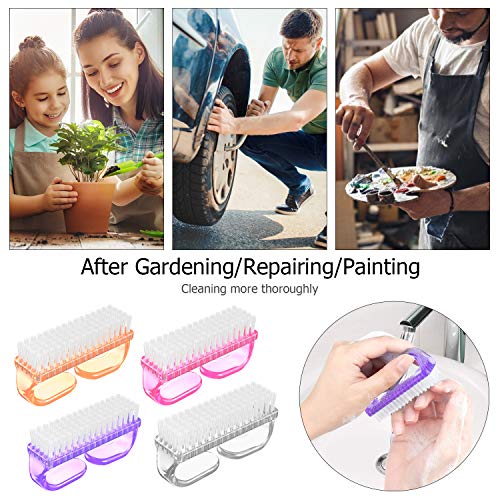 Larbois Handle Grip Nail Brush, Nail Brushes Hand Fingernail Brush Cleaner Scrubbing Kit Pedicure for Toes and Nails Men Women (4 Pack) - color: Orange