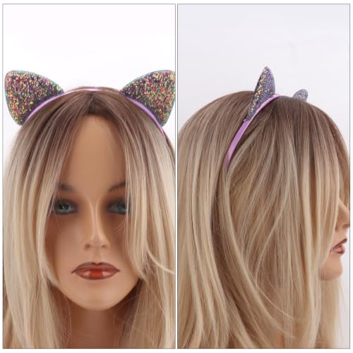Cat Ears Headband Mermaid Glitter Non Shed Kitty Ears - color: Mermaid Color