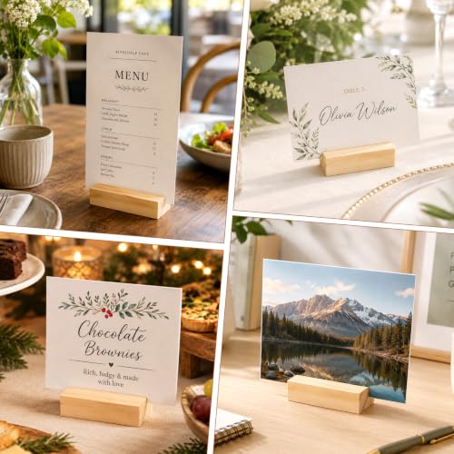15Pcs 2.75x1.38 Inches Wood Table Number Stands, Wood Place Card Holders, Wooden Holders for Wedding, Ceremony, Birthday, Party, Home Decoration, Events (1mm Slots) - size: 15 Pcs- L 2.75"- Slots 1mm