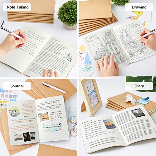 feela 60 Pack Kraft Notebooks Bulk, Lined Travel Journals Note Pad Notebooks for Men Women Girls Students, Making Plans Writing Memos Office School Supplies, A5, 60 Pages, 8.3” X 5.5” - style: Lined-60 Pack
