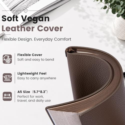 CAGIE College Ruled Journal for Men & Women, Softcover A5 Leather Notebook - color: Taupe, size: 1 Pack