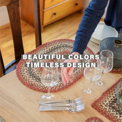 Homespice Chester Braided Placemats for Cabin Decor, Rect 13x19 Set of 4 - color: Chester