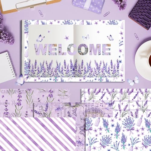 24 Sheets Lavender Scrapbook Paper 12''×12'' Double-Sided Pattern Paper