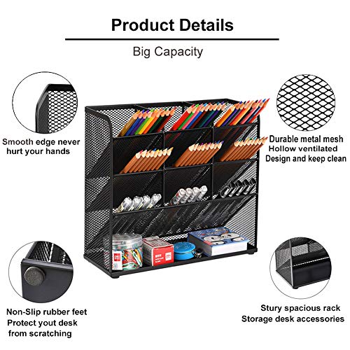 Marbrasse Mesh Desk Organizer, Multi-Functional Pen Holder, Desktop Stationary Organizer, Storage Rack for School Home Office Art Supplies (Mesh Pen Holder) - color: Mesh Pen Holder