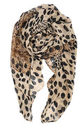 YOUR SMILE Ladies/Women's Lightweight Floral Print/Solid Color mixture Shawl Scarf For Spring Summer season - color: Leopard 2