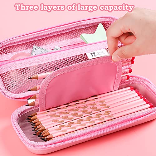 3D Rabbit Pencil Case for Kids Girls, Waterproof Pencil Box with Compartments Pen Pouch (Pink) - color: Rabbit