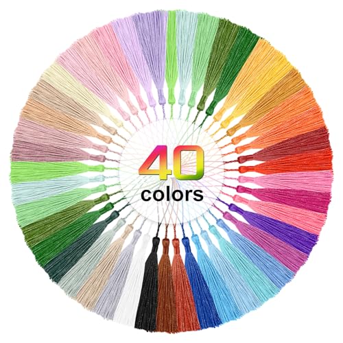 200pcs Bookmark Tassels Bulk 5 Inch Silky Soft Handmade Tassels for Crafts, DIY Jewelry Making, Gift Decorations, 40 Colors - color: Multi-colored