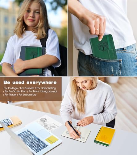 Biuwory A6 Leather Pocket Notebook, 140 Lined Pages Hardcover Small Journal - color: Green, size: Lined-140 Pages (3.7"×5.7")