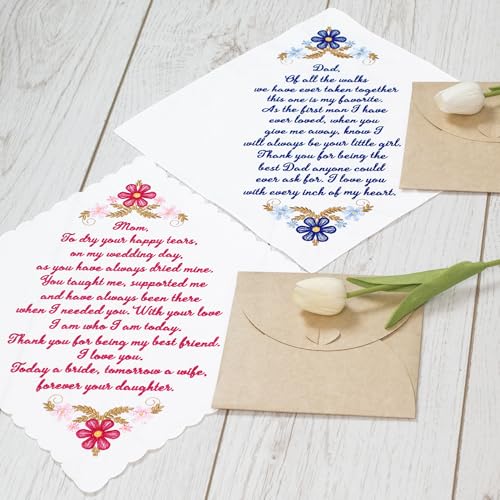 Mother of the Groom Gift Wedding Handkerchief Something Blue - color: Mom & Dad