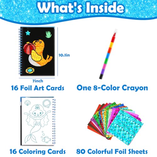 FUNNYB&G Foil Art Craft Kit for Kids, Sparkly Birthday Gift Toy for Kids - style: Ocean