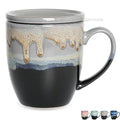Bosmarlin Ceramic Tea Cup with Infuser and Lid, 16 Oz, 4 Color to Choose Dishwasher and Microwave Safe, Steeping Tea Mug with Strainer (Grey) - color: Gray