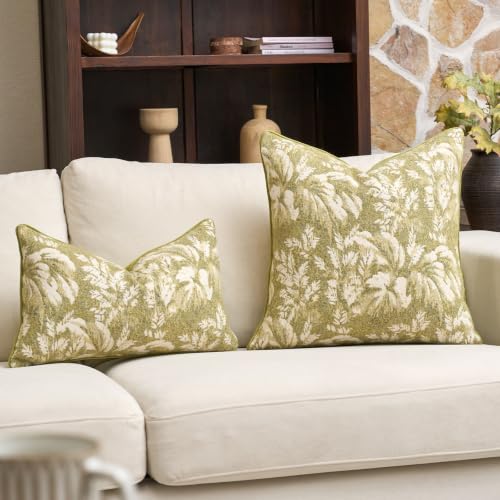 Alerfa Light Green Neutral Floral Pillow Cover 20 x 20 Inch, Vintage Square Couch Fall Throw Pillow Cover Soft Decorative Farmhouse Accent Pillowcase for Living Room Bedroom - color: Light Green, size: 20" x 20" (Pack of 1)