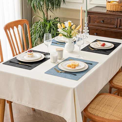 Romanstile Vinyl Placemats Set of 6, Reversible Faux Leather Wipeable Table Mats - color: Grey-sky Blue, size: PCS8
