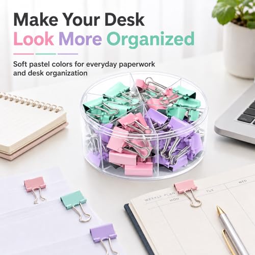 Binder Clips Assorted Sized, Metal Clips for Office, 120 Psc - color: Morandi