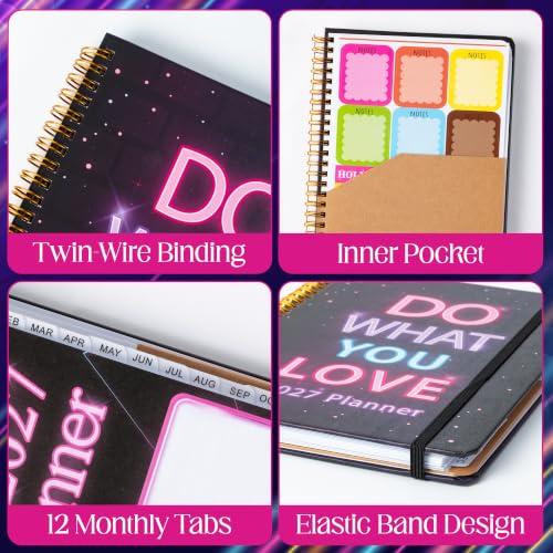 Xqumoi 2027 A5 Planner Neon Sign Light Up Weekly and Monthly Planner Gift - color: Neon Light 2027, size: A5