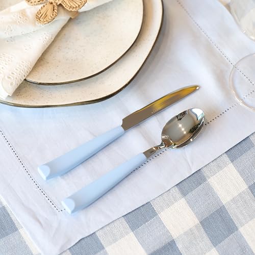 ANNOVA Silverware Set Stainless Steel Colorful Handle Tableware Kitchen Flatware Set Utensils, Includes Dinner Knives, Forks, Spoons, Salad Forks & Dessert Spoons (Light Blue25, 20 Pieces) - color: Light Blue25 20Pieces