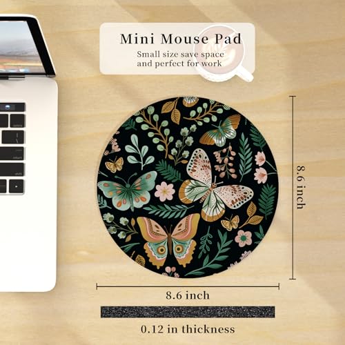 Hancynir Butterfly Floral Round Mouse Pad, Small Mousepad for Office Desk - color: Butterflies Floral