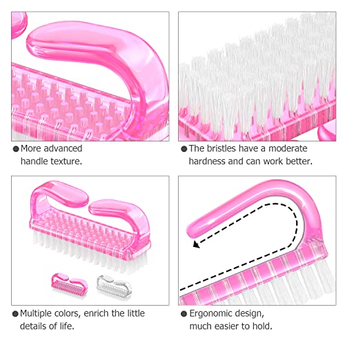 Larbois Handle Grip Nail Brush, Hand Fingernail Brush Cleaner Scrubbing Kit Pedicure for Toes and Nails Men Women (4 Pack) - color: Color-17