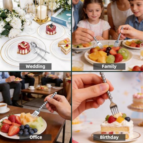 Premium Silver Mini Dessert Utensils Set - 120-Piece (60 Forks & 60 Spoons) - color: 120pcs Silver Set
