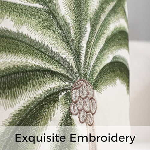 Embroidered Throw Pillow Covers 18x18 inch Pack of 2 Green Palm Tree - color: A Green Coconut Tree