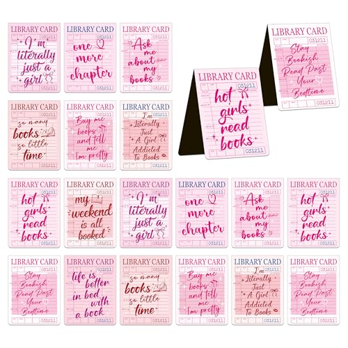 Library Card Magnetic Bookmarks, Pink Vintage Book Mark, Page Markers - color: Library Card