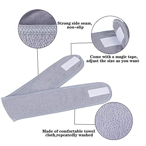 Facial Spa Headbands 4 PCS Makeup Shower Bath Wrap for Women Washing Face - color: Gray