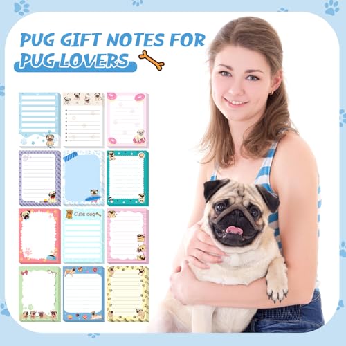 Chiisong 12 Pcs Pug Puppies Sticky to Do List Dog Sticky Notes - style: Pug Style