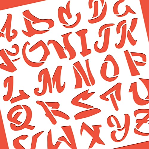 BENECREAT Graffiti Letters Pattern Plastic Painting Stencils, 12x12inch - color: Graffiti Letters