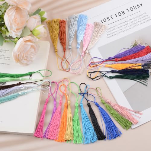 Mini Tassel Charms, 90pcs Multi-Color Tassels with Hanging Loop Mini Handmade Craft Tassels Charms for DIY Jewelry Necklace Making Accessories - color: 30 Colors-13cm
