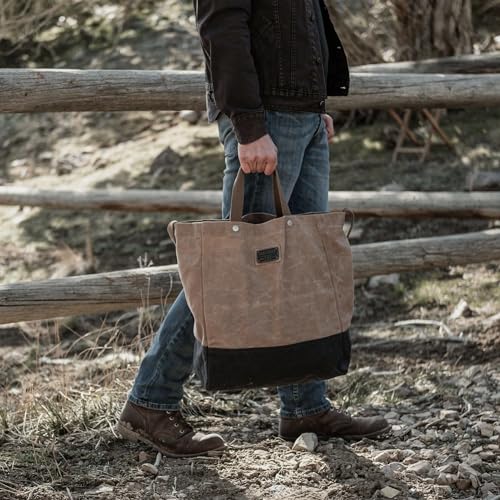 Barebones Neelum Large Waxed Canvas Tote Bags - Heavy Duty Canvas Bag and Reusable Grocery Bag - size: Giant Tote (40L), style: Waxed Canvas