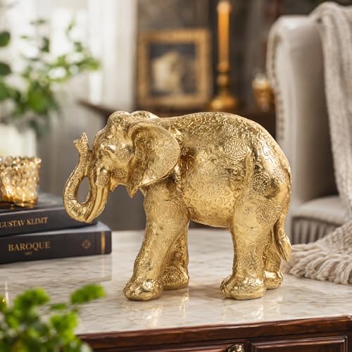 Guichifun Gold Elephant Statue Home Décor Collectible Figurines - color: Gold-elephant