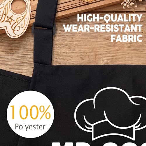 Mr. Good Lookin is Cookin Funny Aprons for Men with 2 Pockets, Cooking Apron for Dad, Gag Gifts for Men, Adjustable Grilling Apron for Husband, Chef Kitchen Gifts for Birthday & Father’s Day - A22 - color: Mr. Good Lookin is Cookin 2