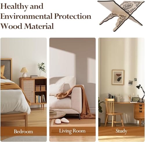 1Pcs Wooden Folding Book Stand with Carved Design