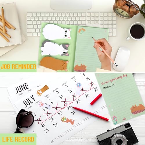 Cat Sticky Notes Set, 360 Sheets Cute Cartoon Animal Cat Self-Stick Notes Pads Cat Themed Memo Pads Cat Paw Page Markers Sticky Index Tabs for Cat Lovers Students Office School Supplies - style: Cat