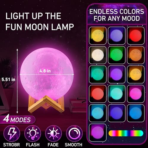 Moon Lamp, 16 Colors LED Night Light with Remote/Touch, Timer/Dimming 4.8in - size: 4.8 inch