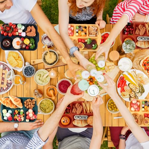 Pinkunn 8 Pcs 13'' Divided Plates for Adults Wheat Straw, Bright - color: Bright