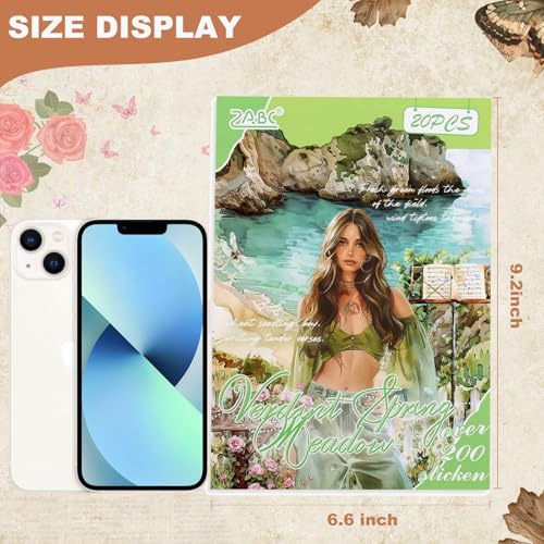 PET 20 Sheets 180 Pre-Cut Spring Journal Sticker Book for Scrapbooking People Landscape Stickers Transparent Sticker for journaling - color: Spring