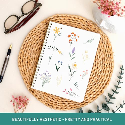 Happy Hoos® Aesthetic Spiral Notebook - 6.25" x 8.25" College Ruled Journal Notebook - Hard Cover Writing Journal for Work, School, Travel, More - Floral Notebook 8 Seasonal Designs(Spring Bloom) - color: Spring Bloom