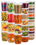 48 Sets Plastic Food Storage Deli Containers w/ Lids 8oz, 16oz & 32oz Quart - size: 48 Sets (3 Sizes: 8, 16 & 32 oz)