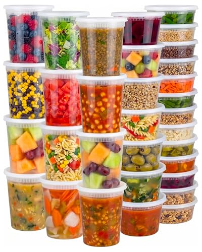 120 Sets Plastic Food Storage Deli Containers w/ Lids 8oz 16oz & 32oz Quart - size: 120 Sets (3 Sizes: 8, 16 & 32 oz)