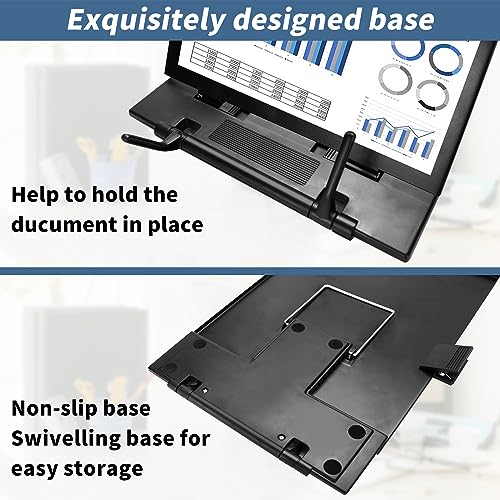 TONOS Paper Stand Document Holder - Quality Document Holder for Desk, Paper Stands for Desk When Typing, Sturdy Stainless Steel Copy Holder, Adjustable Angle, Papers Holder Stand for Desk Typing