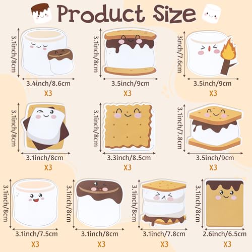CJiangpo 30Pcs Marshmallow Sticky Notes Pads 600 Sheets Self Stick Notepad - color: Marshmallow