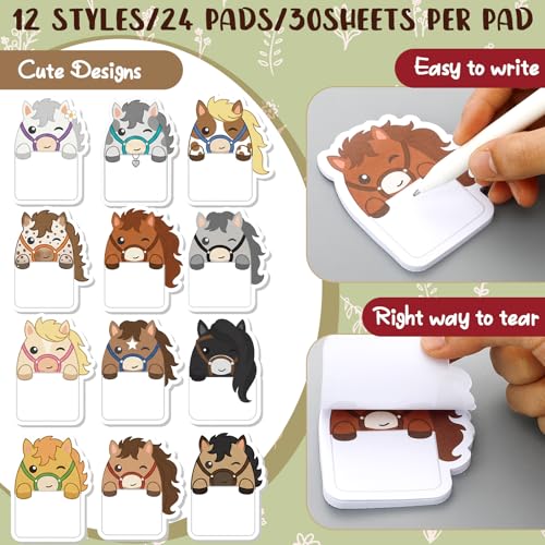 Yinder 24 Pads Horse Sticky Notes Cartoon Memo for Party School - color: Multicolor, size: Horse